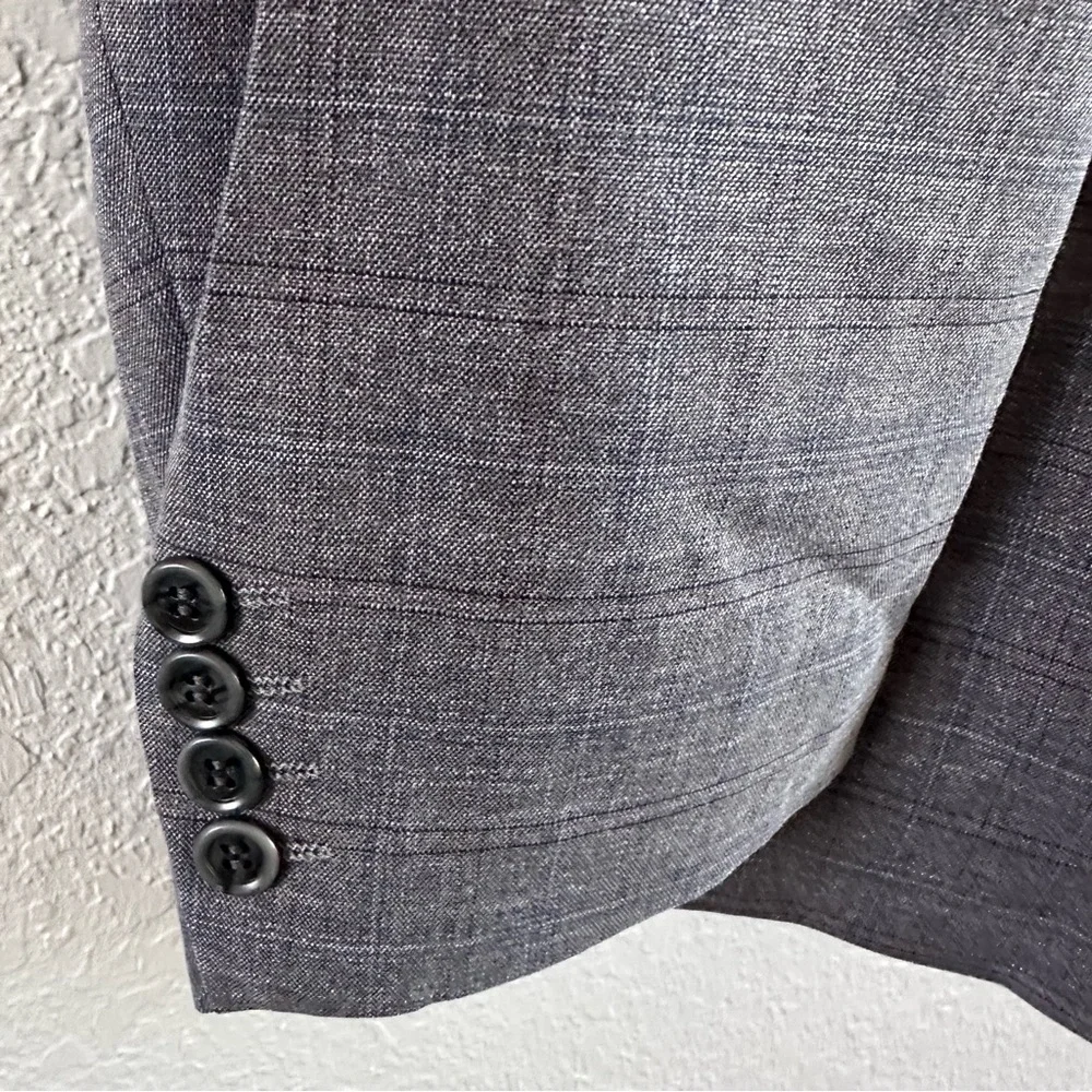 Stacy Adams Grey Plaid Suit Jacket Blazer Men's 52R New With Tags